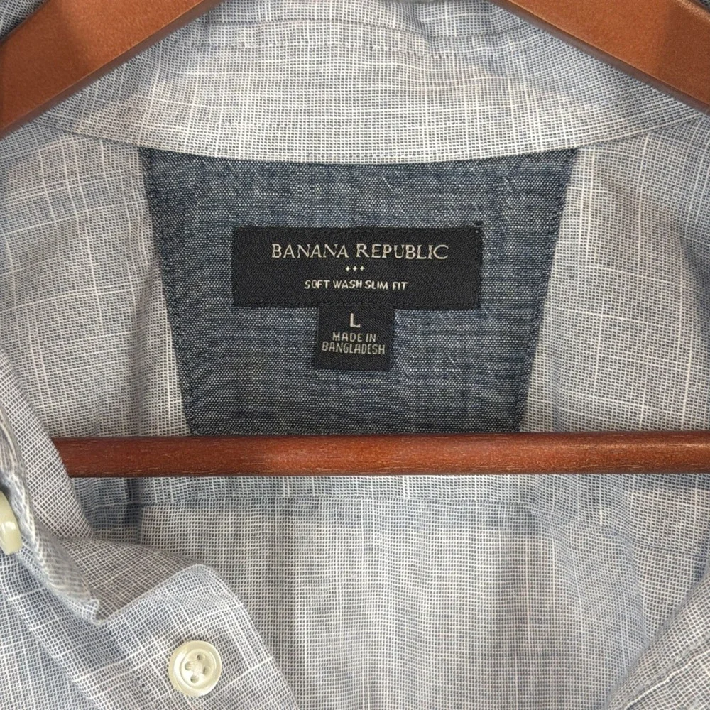 Banana Republic Chambray Shirt Mens Large Light Blue Soft Wash Slim Fit